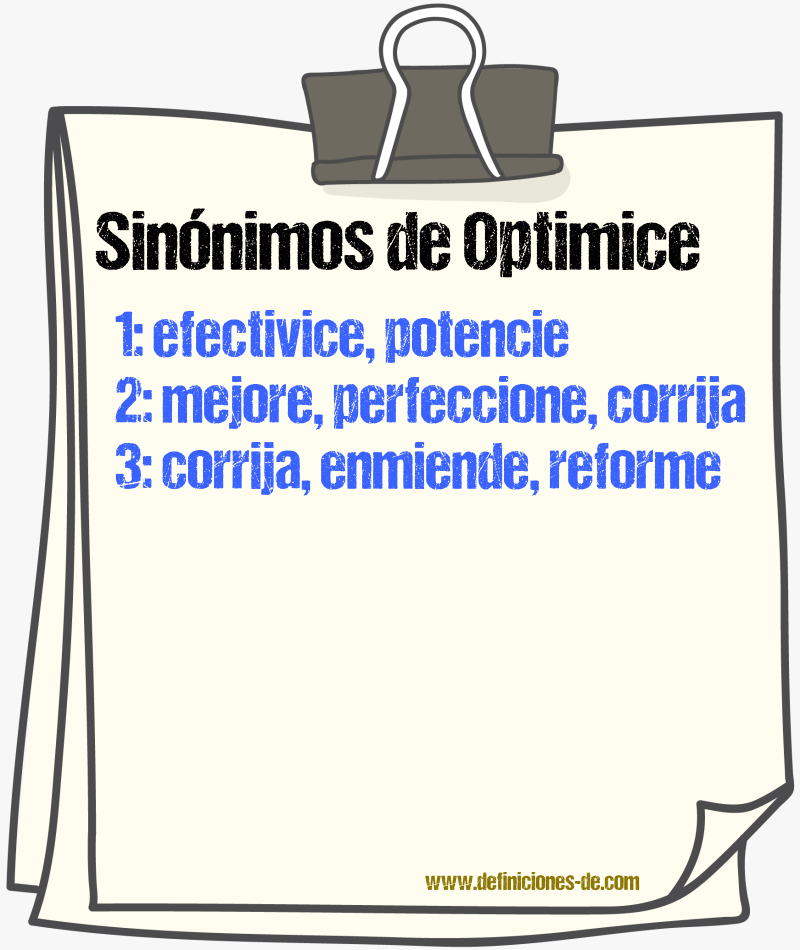 Sinónimos de optimice