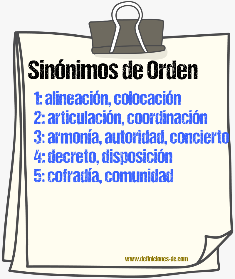 Sinnimos de orden