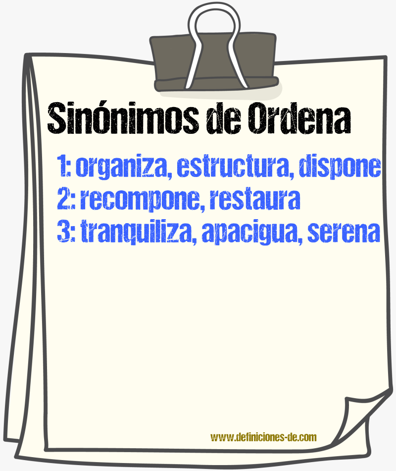 Sinónimos de ordena