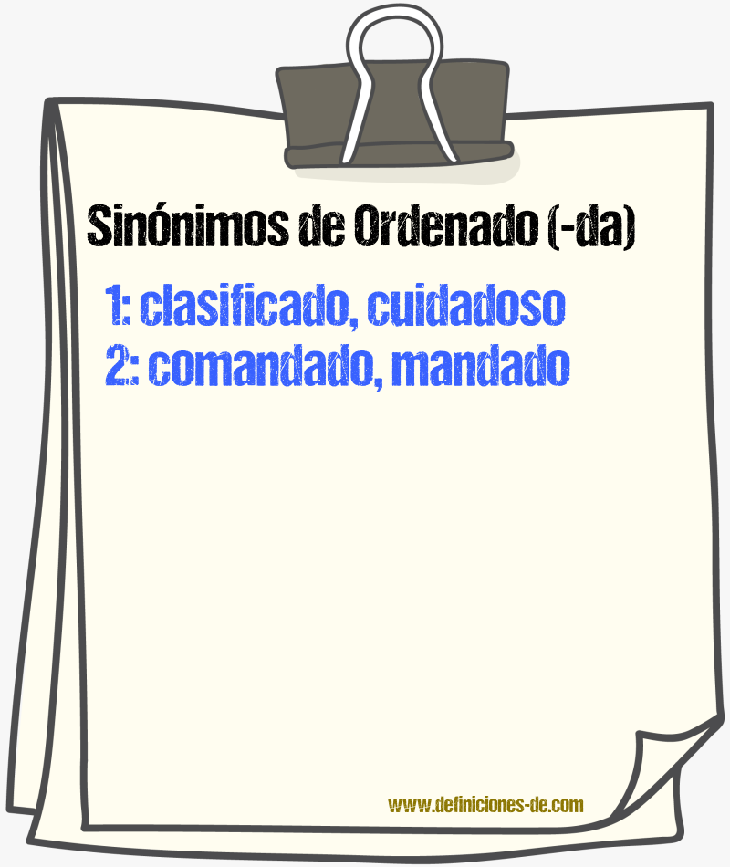 Sinnimos de ordenado