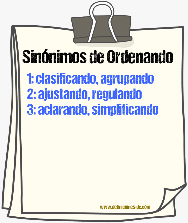 Sinónimos de ordenando