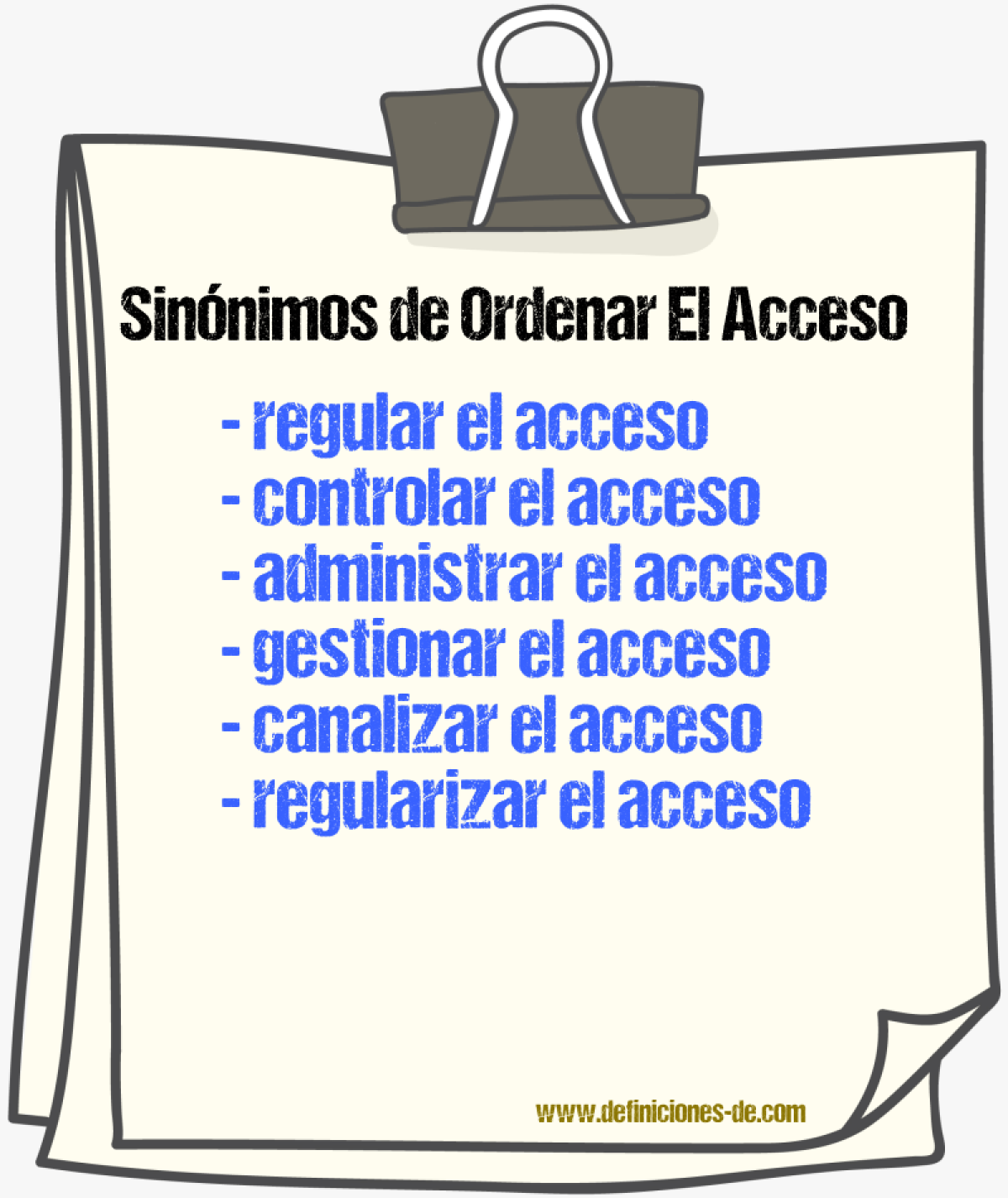 Sinónimos de ordenar el acceso