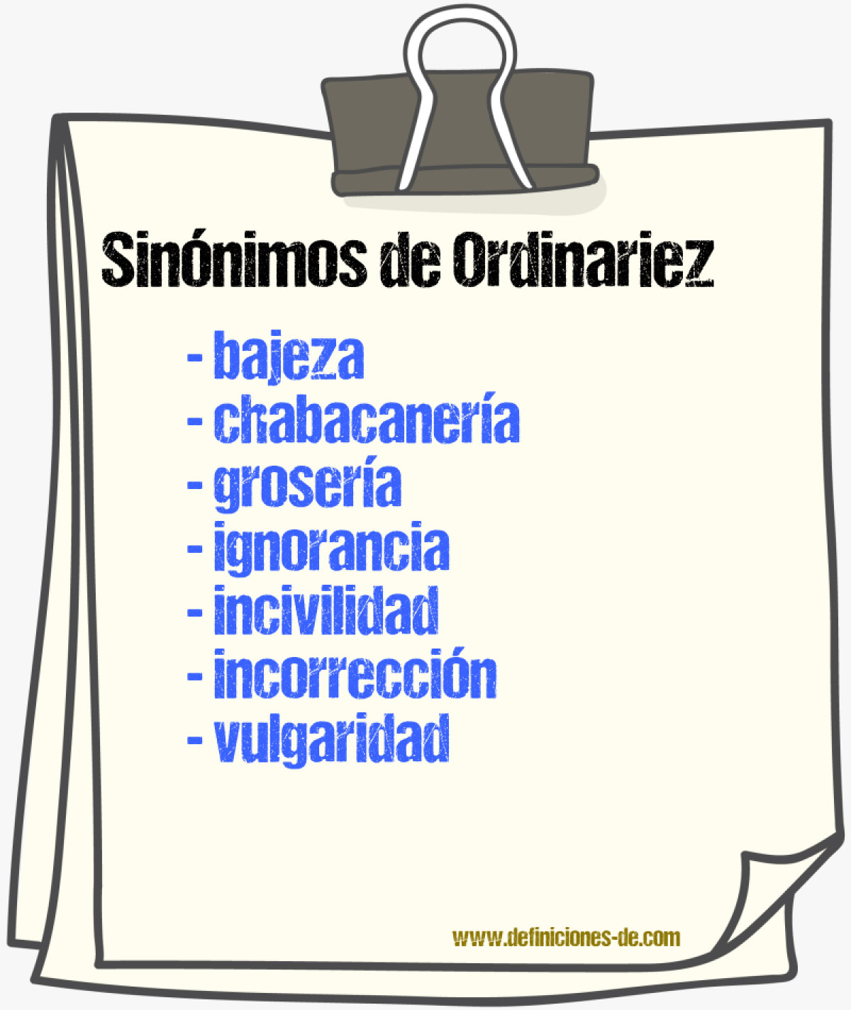 Sinnimos de ordinariez