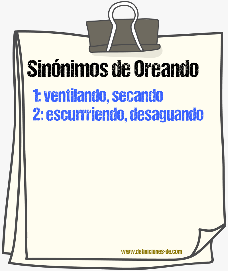Sinónimos de oreando