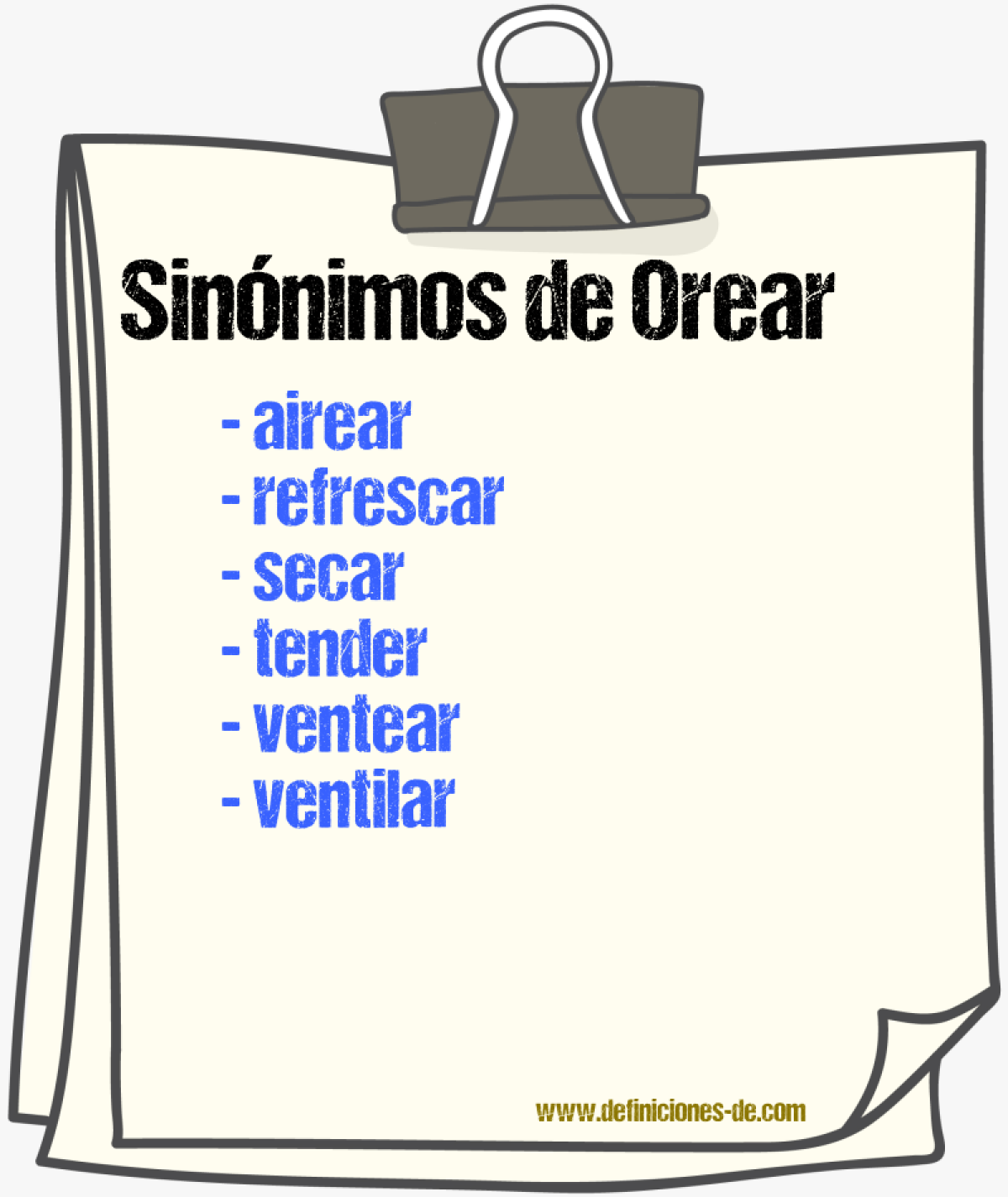 Sinnimos de orear