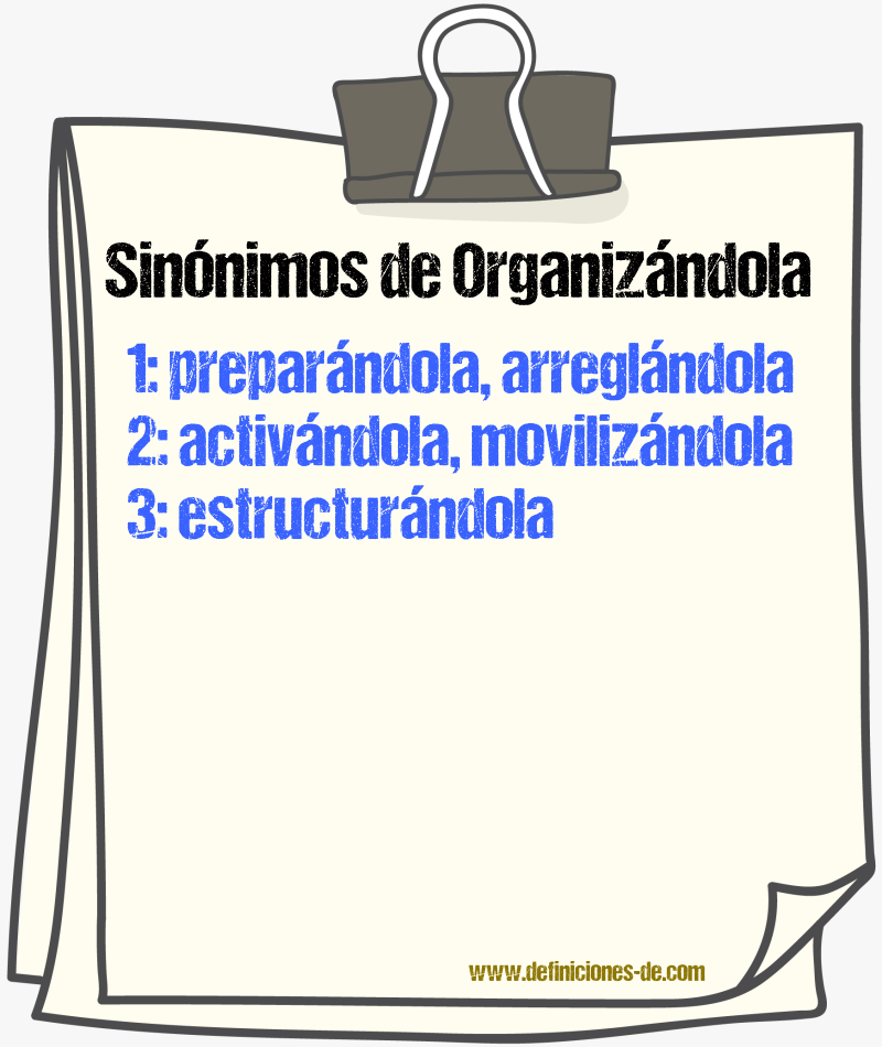 Sinónimos de organizándola