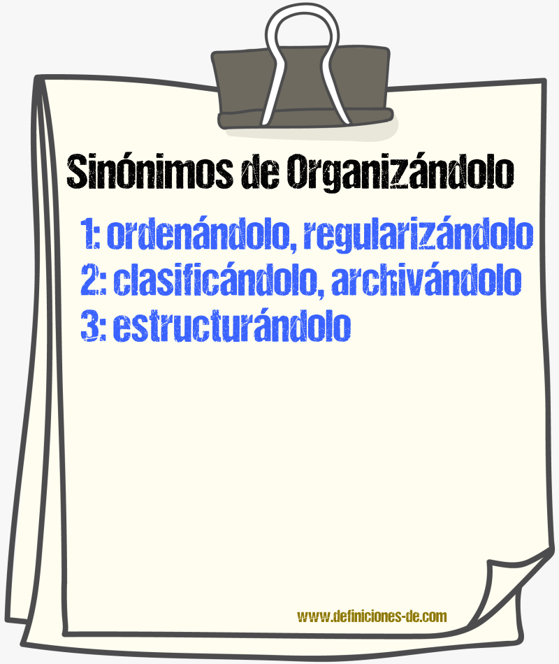 Sinónimos de organizándolo