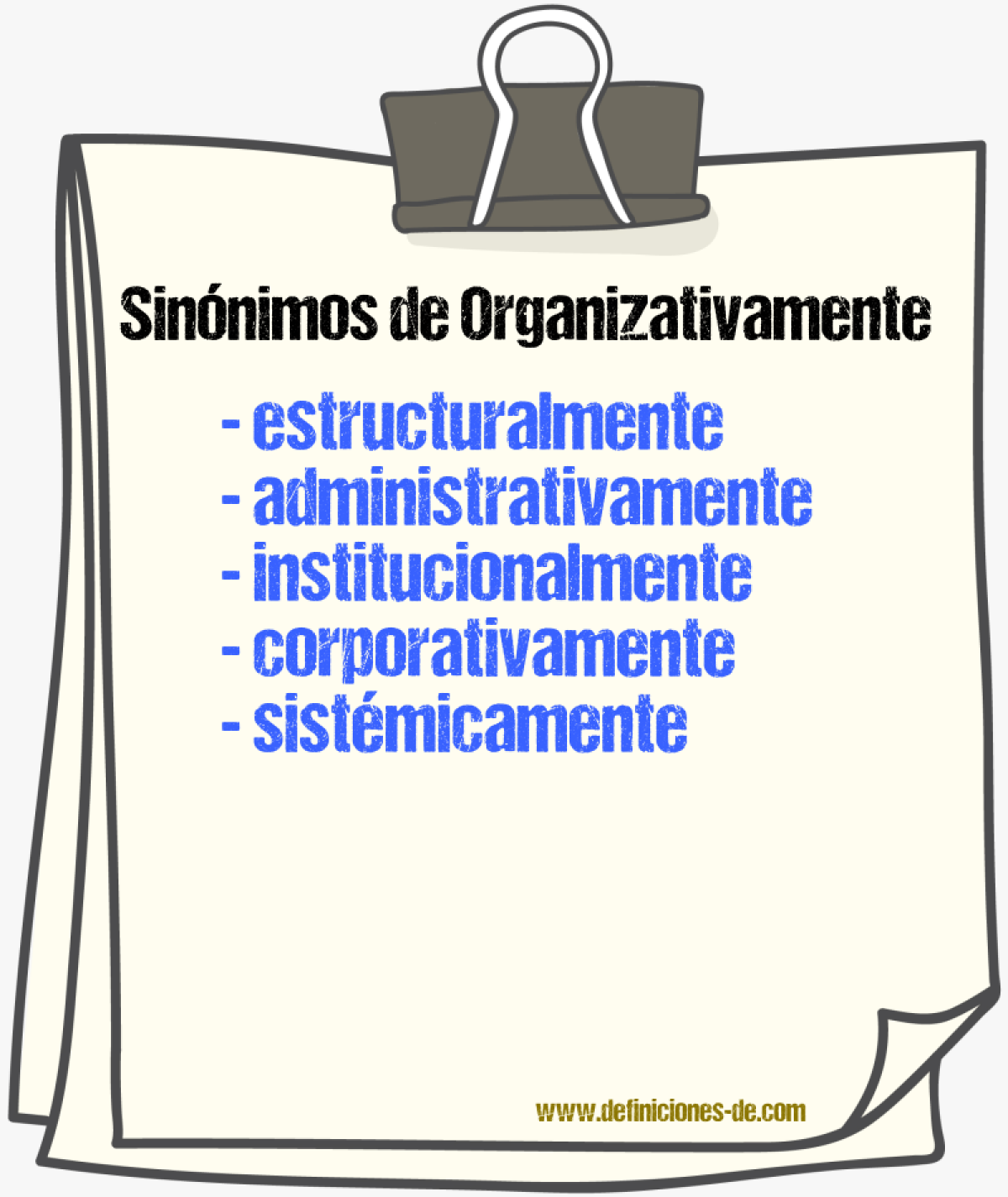 Sinónimos de organizativamente