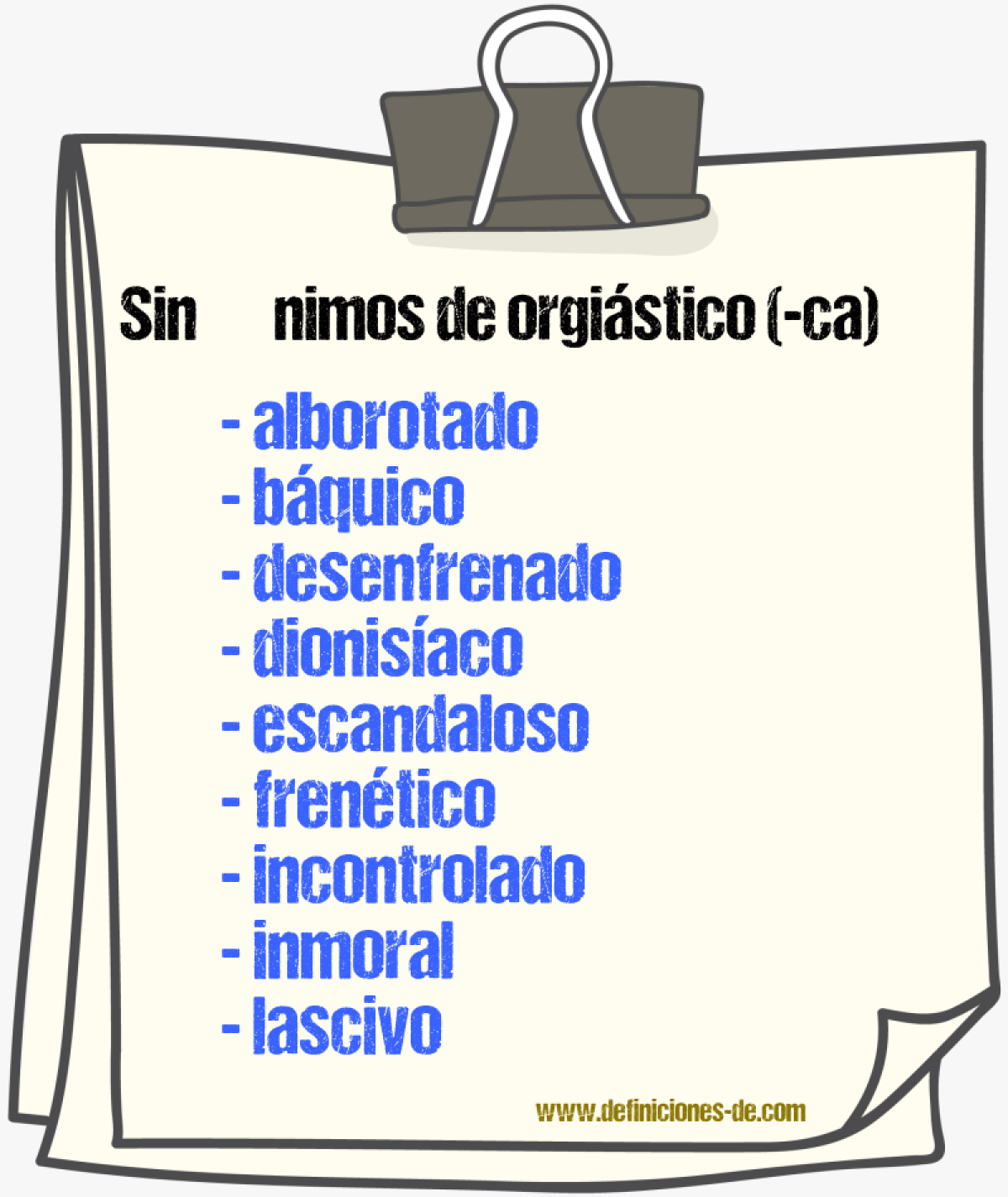 Sinnimos de orgistico