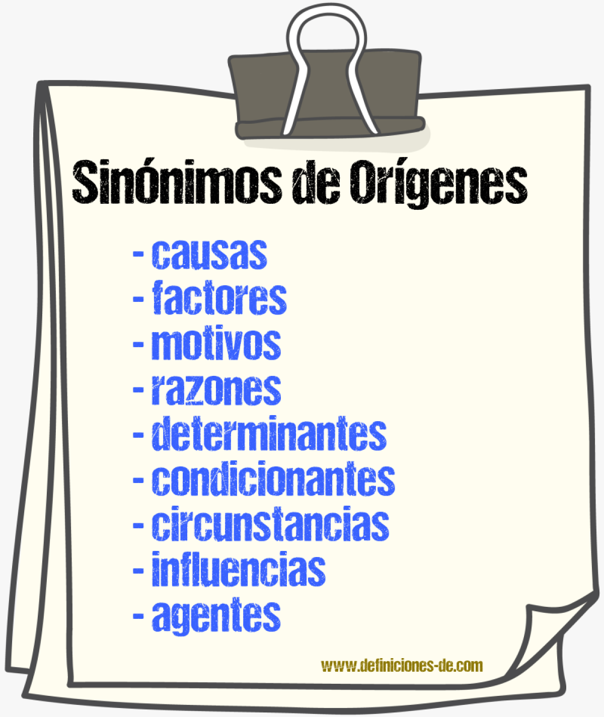 Sinónimos de orígenes