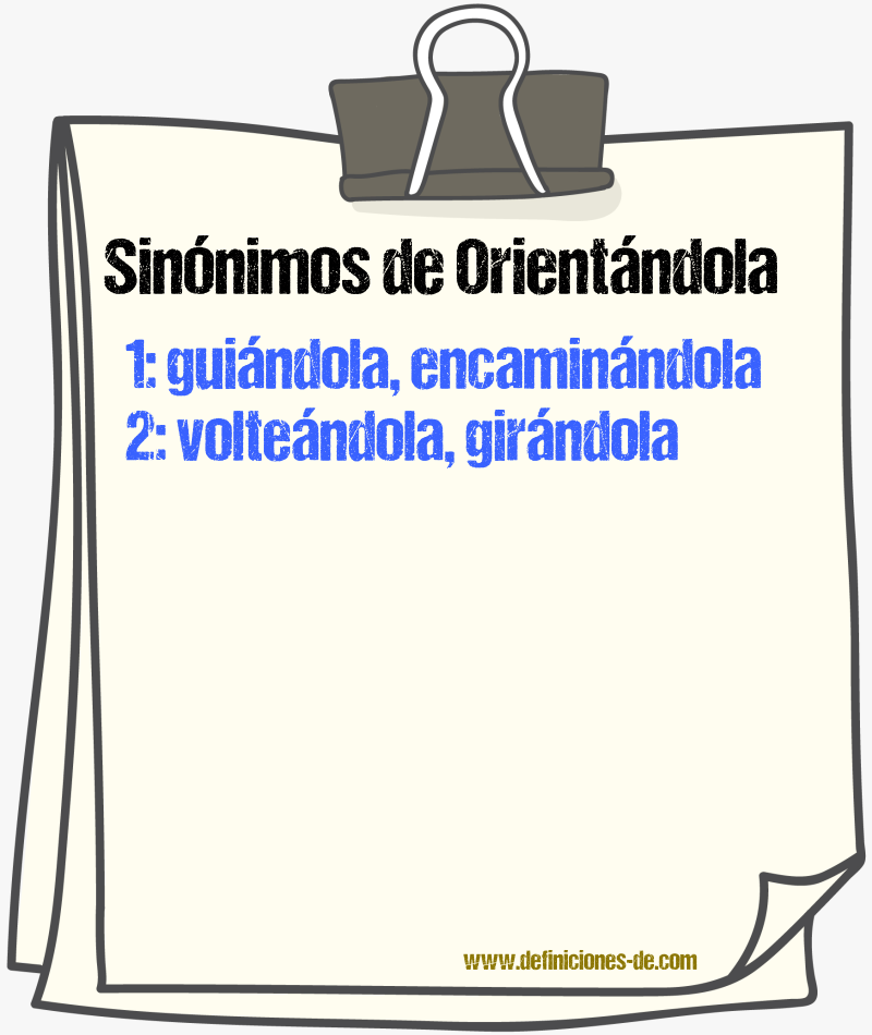 Sinónimos de orientándola