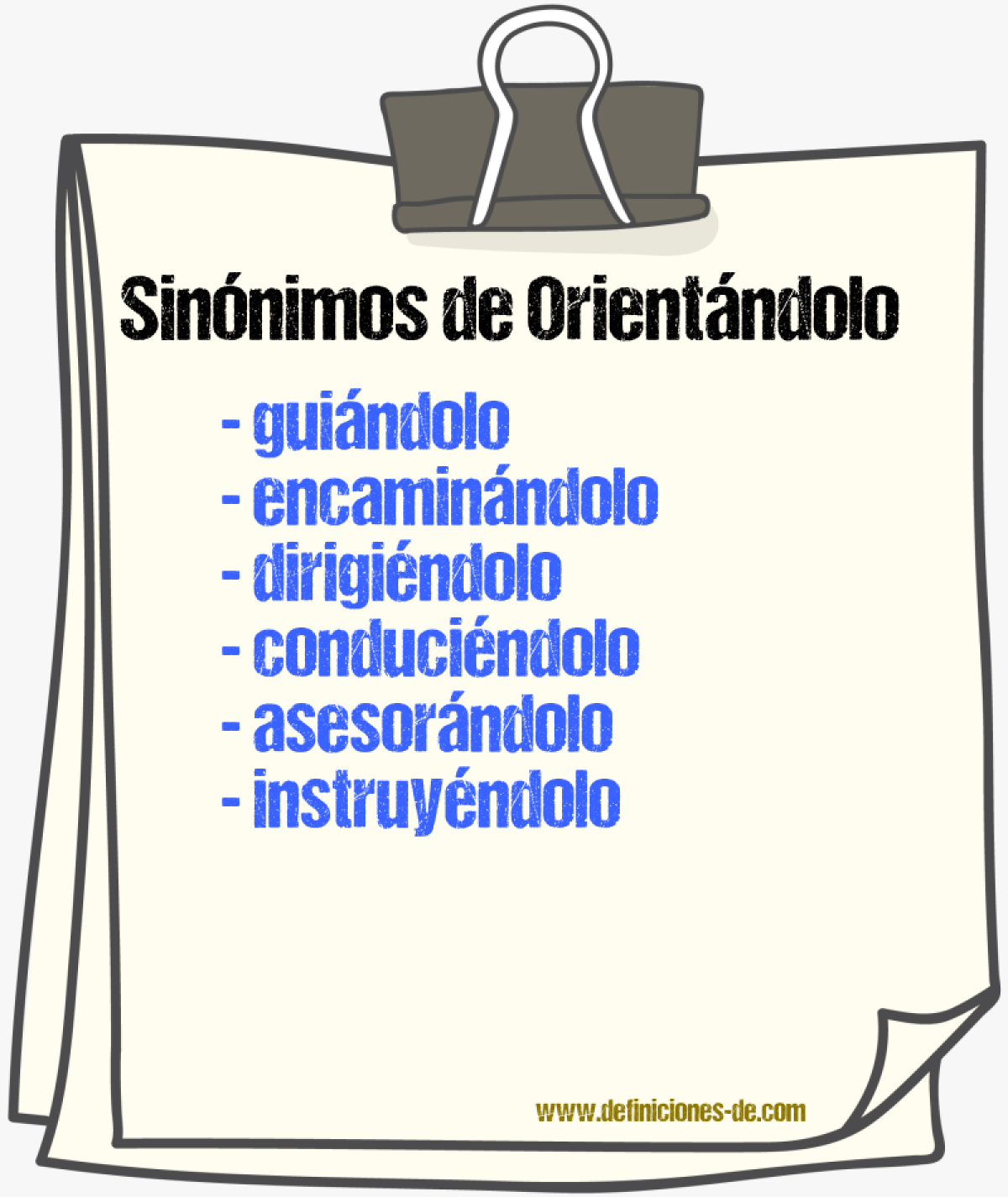 Sinónimos de orientándolo