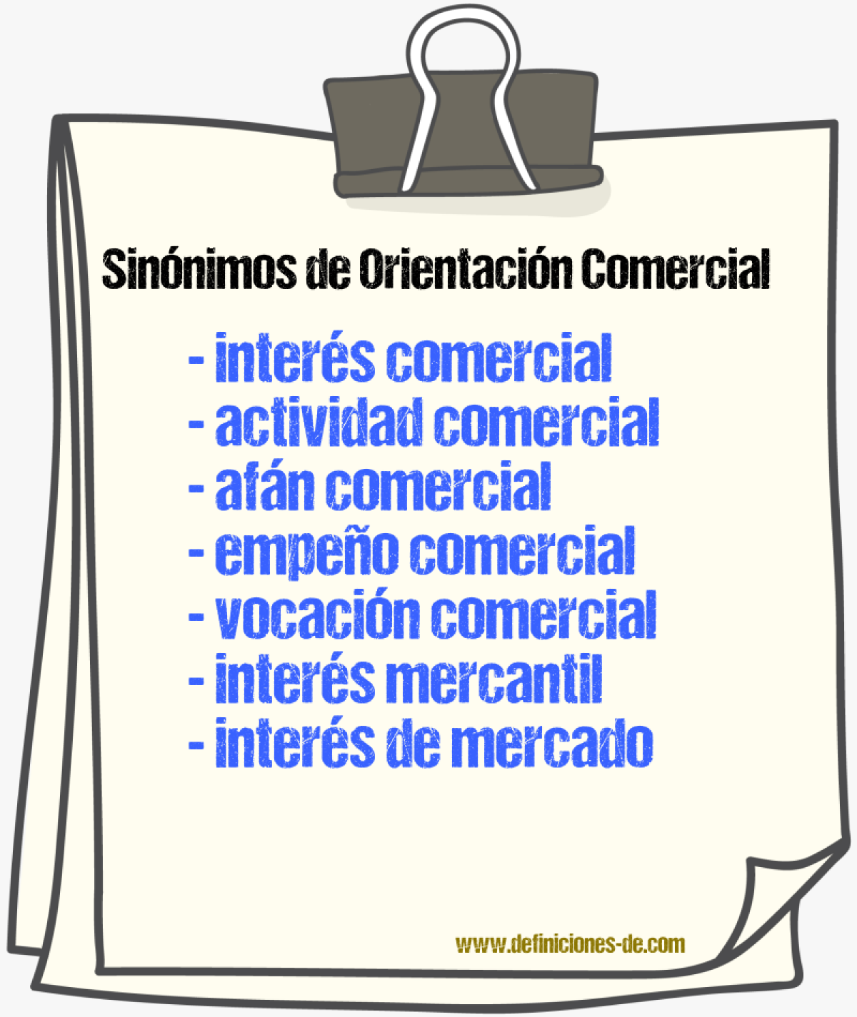 Sinónimos de orientación comercial