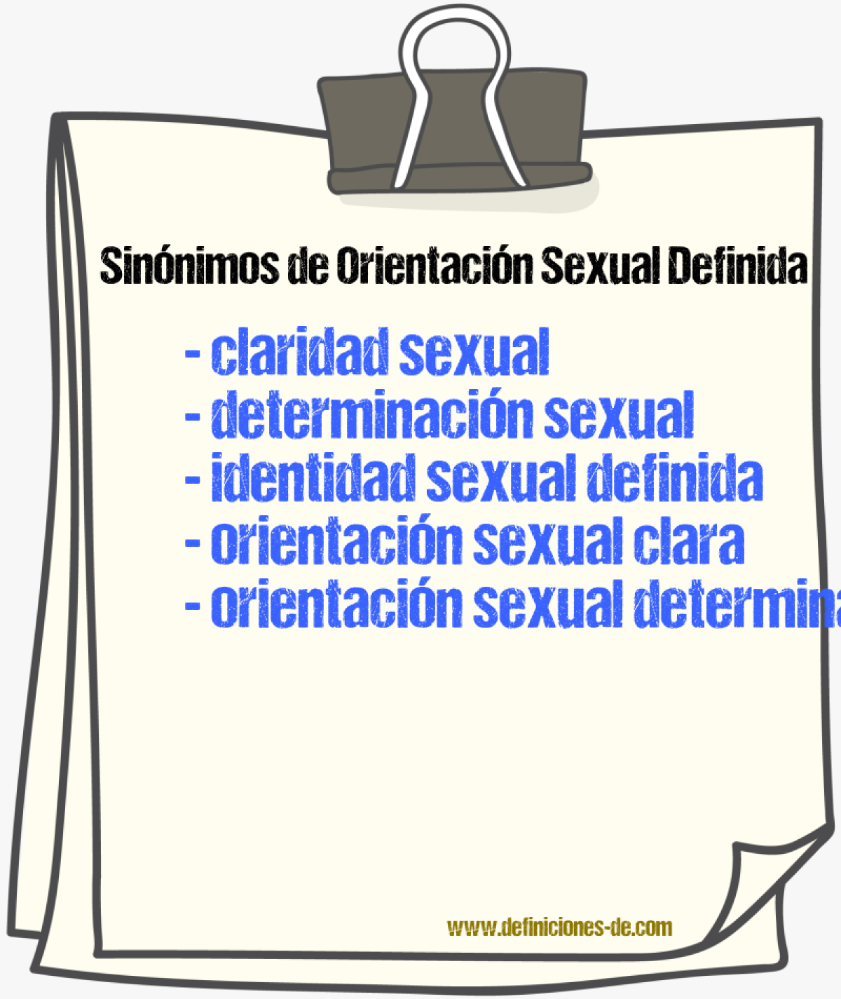 Sinónimos de orientación sexual definida