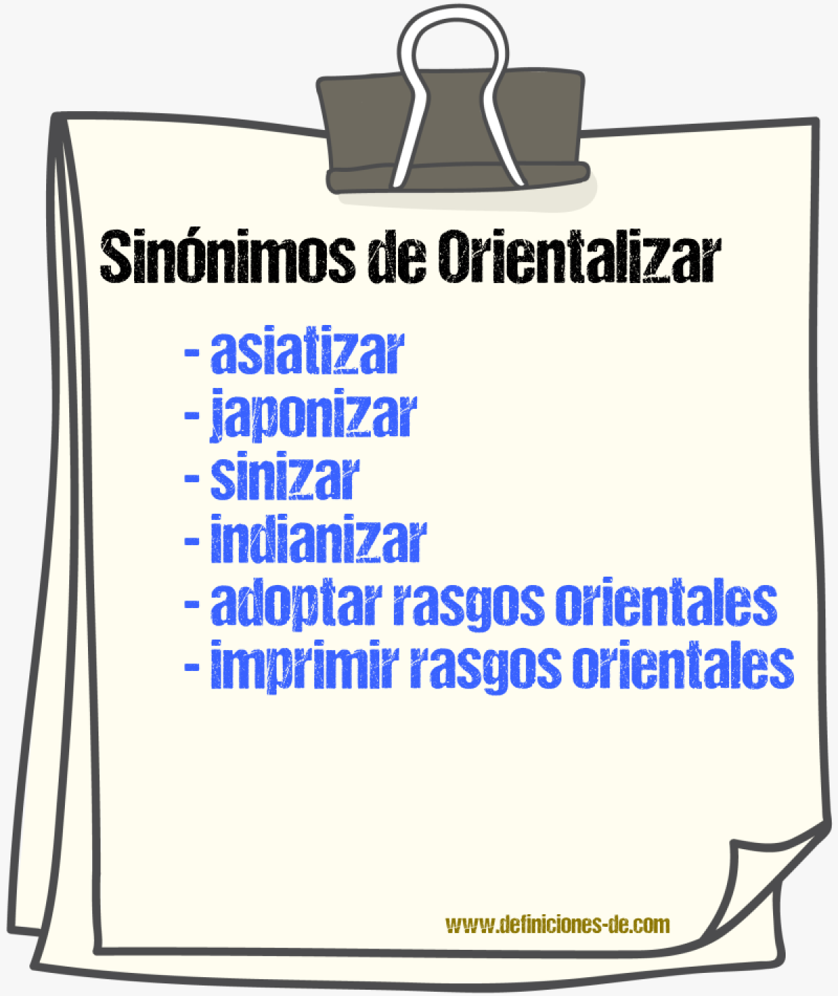 Sinónimos de orientalizar