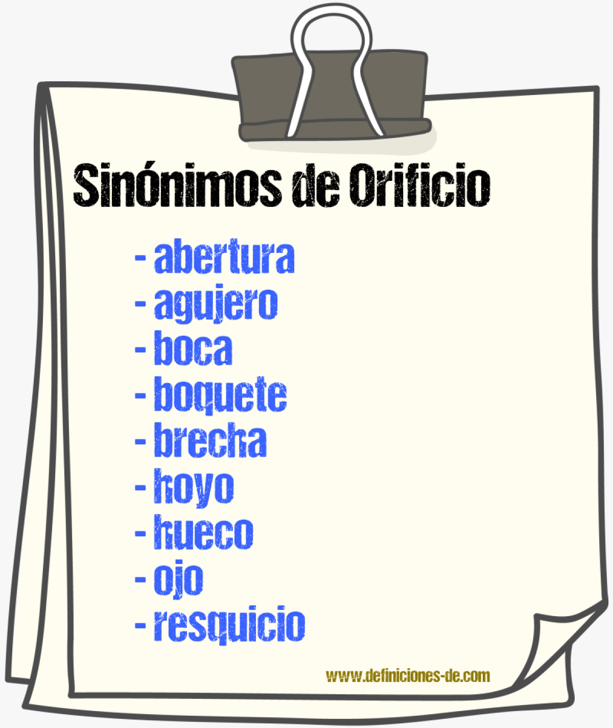 Sinnimos de orificio