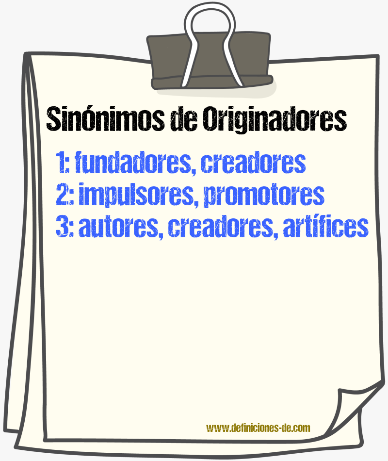Sinónimos de originadores