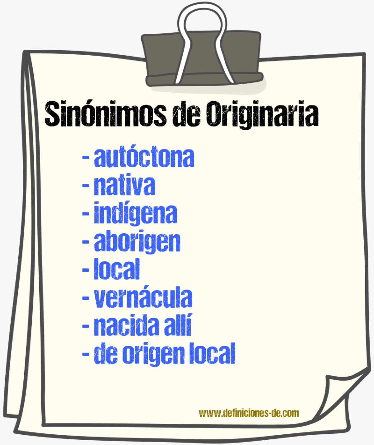 Sinónimos de originaria