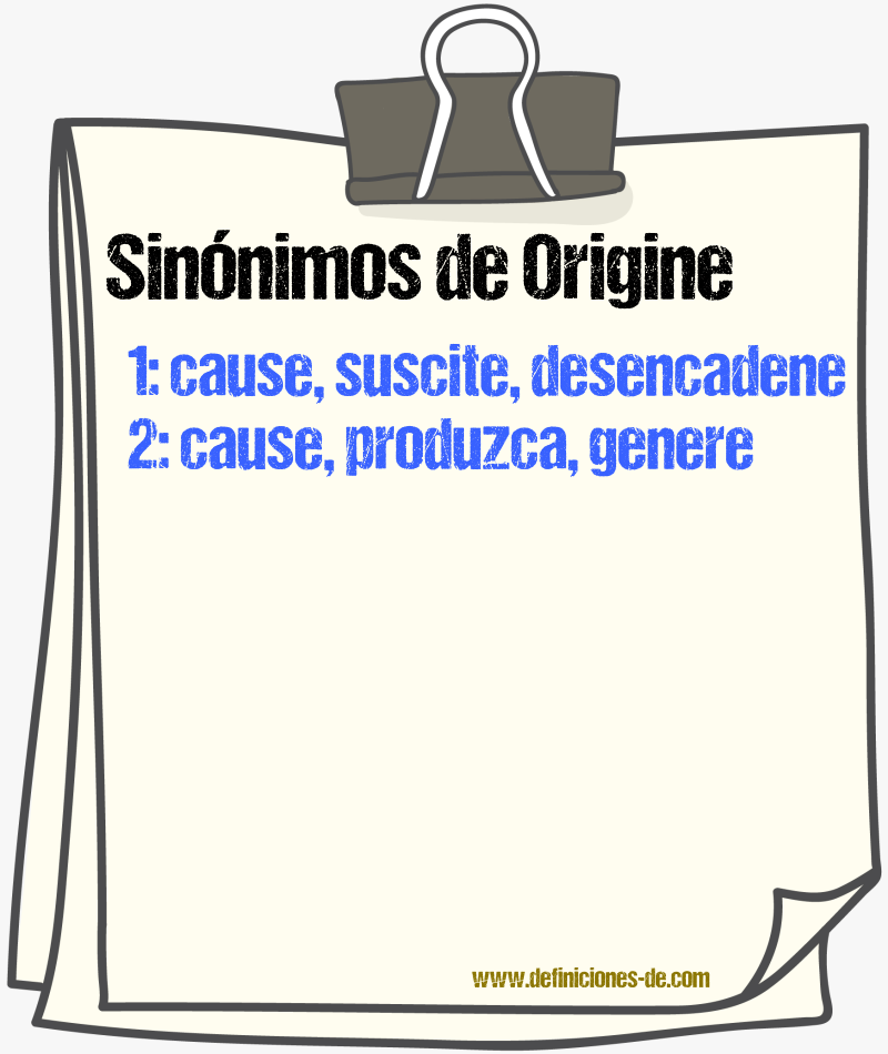 Sinónimos de origine