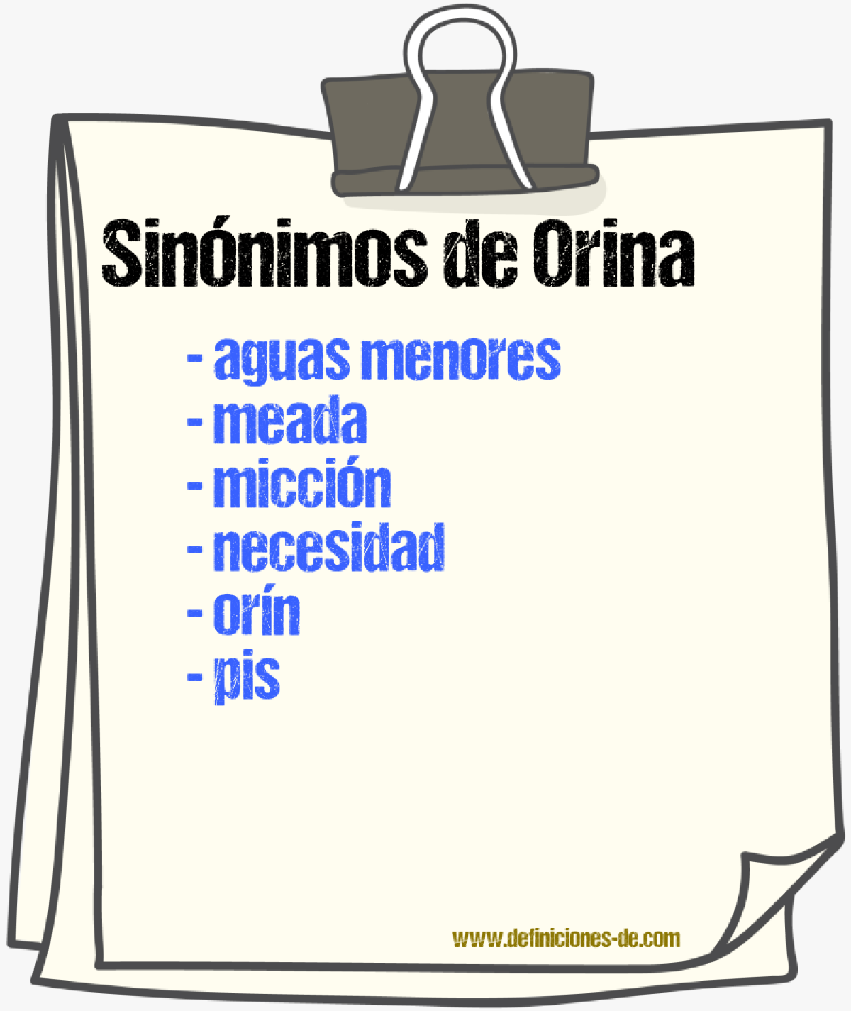 Sinnimos de orina