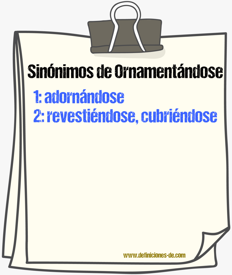 Sinónimos de ornamentándose