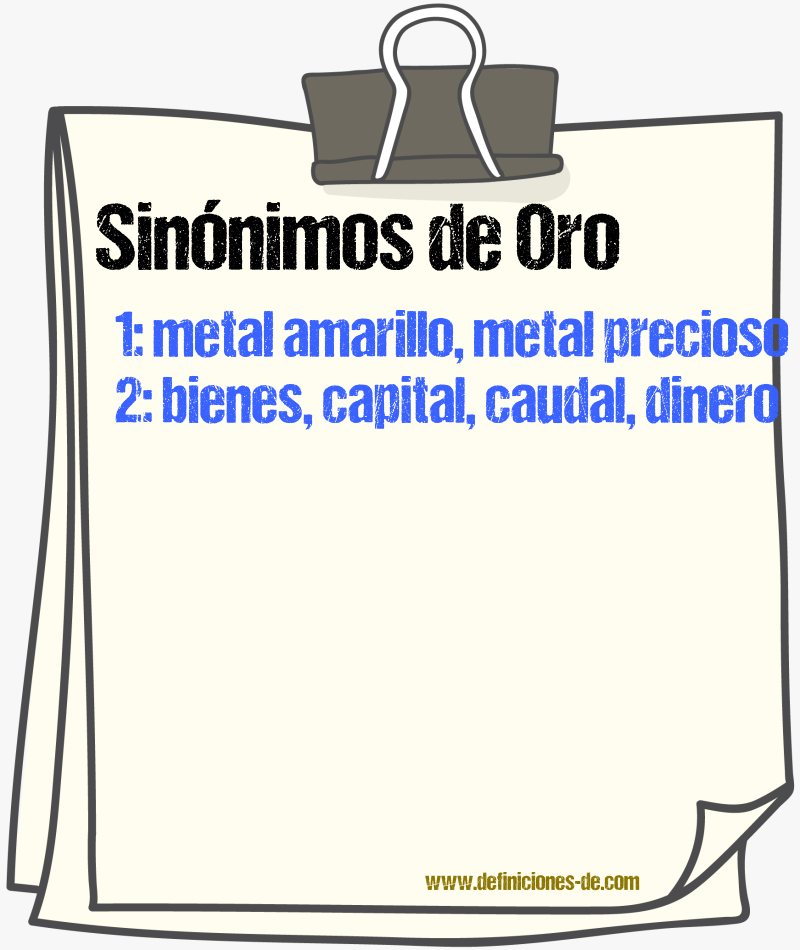 Sinnimos de oro