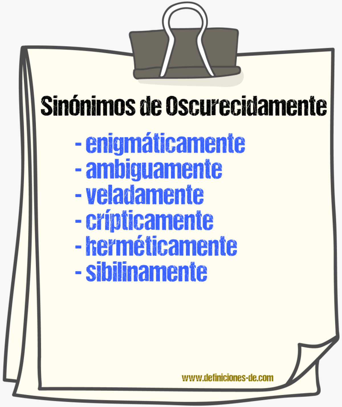 Sinónimos de oscurecidamente