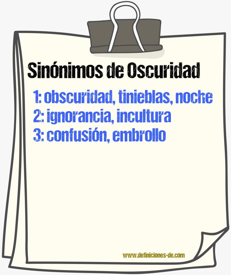 Sinnimos de oscuridad