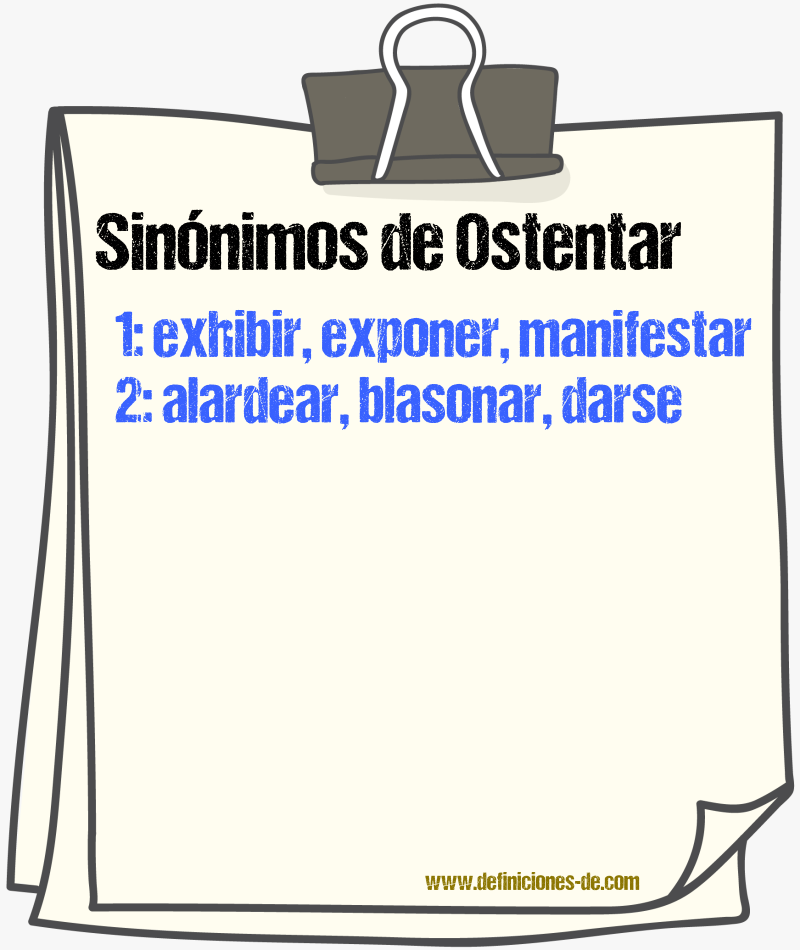 Sinnimos de ostentar