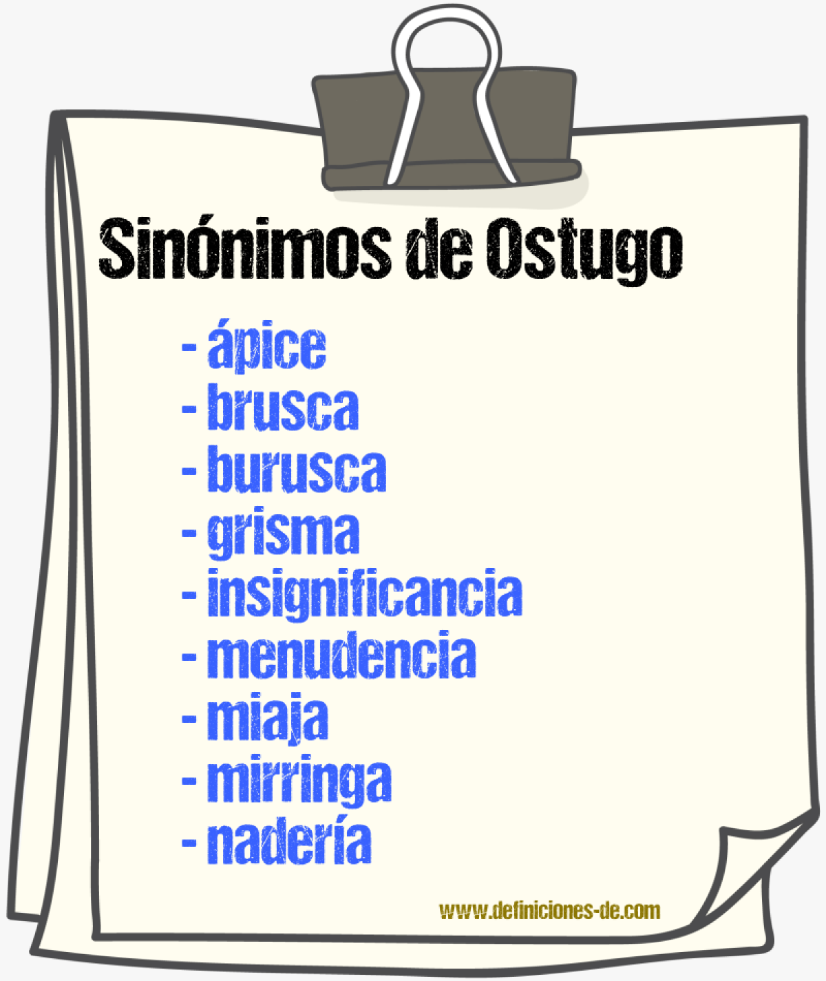 Sinnimos de ostugo