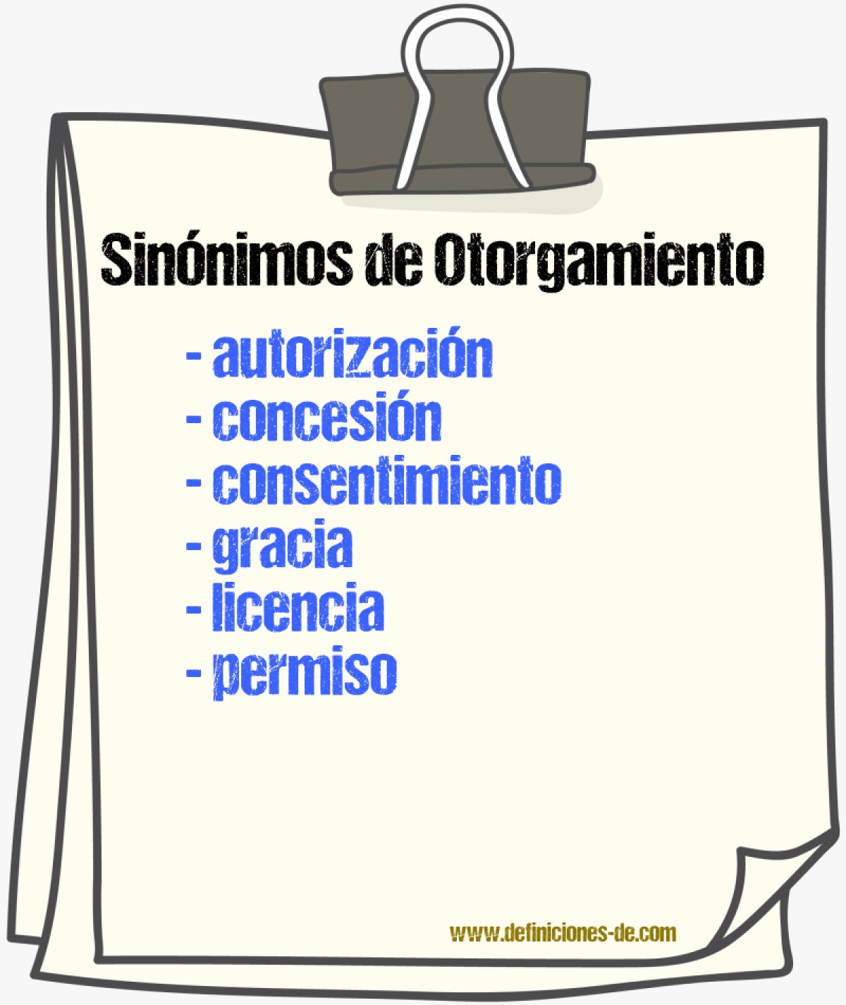 Sinnimos de otorgamiento