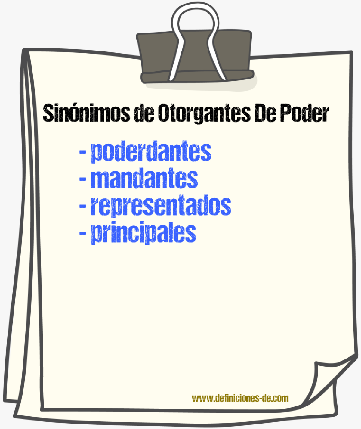 Sinónimos de otorgantes de poder