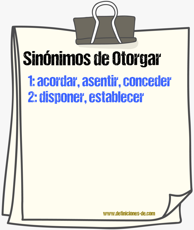 Sinnimos de otorgar