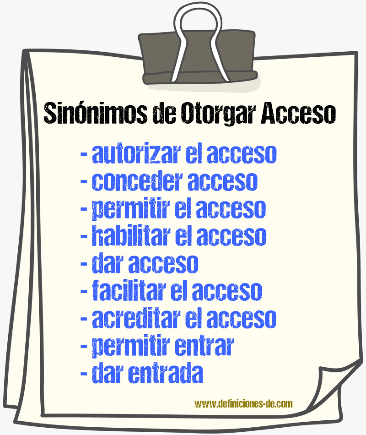 Sinónimos de otorgar acceso