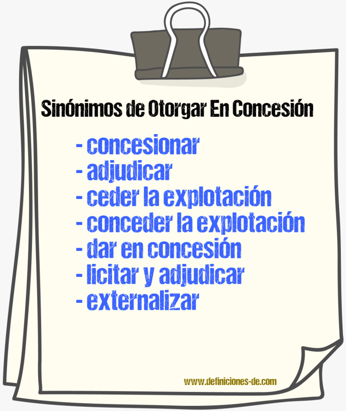 Sinónimos de otorgar en concesión