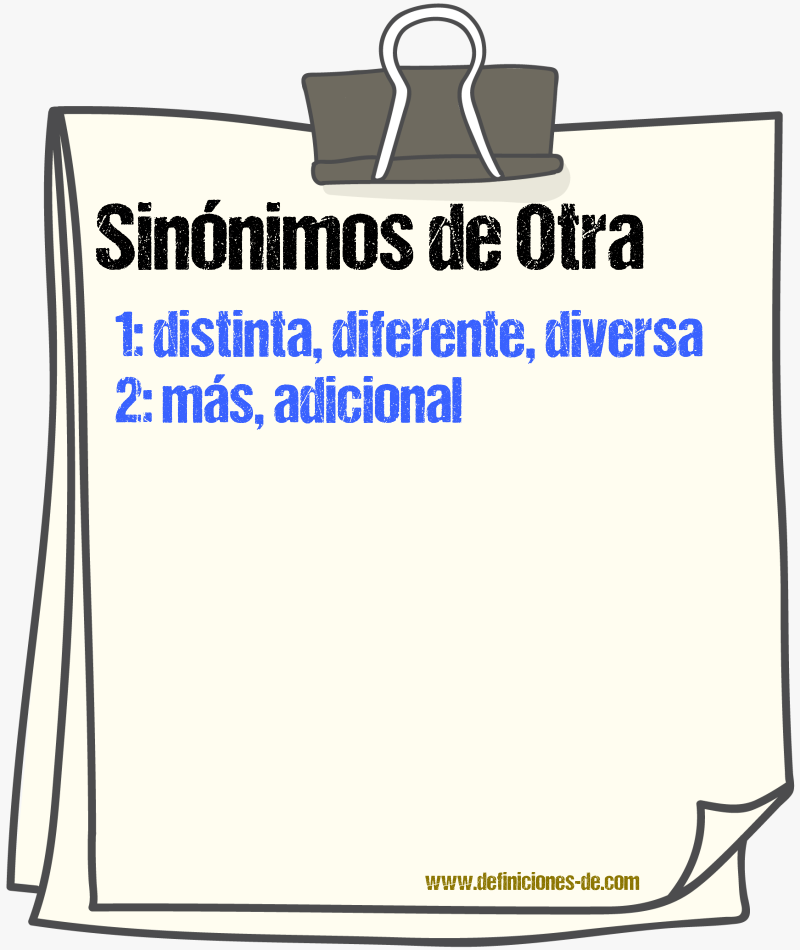 Sinónimos de otra