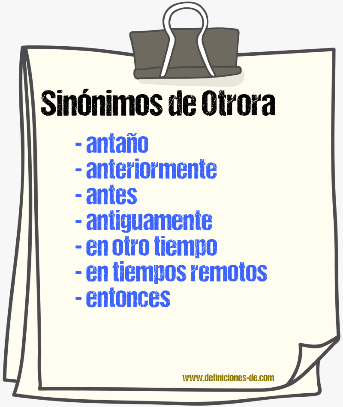 Sinnimos de otrora