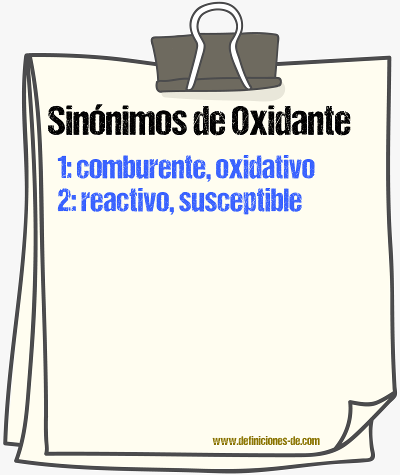 Sinónimos de oxidante