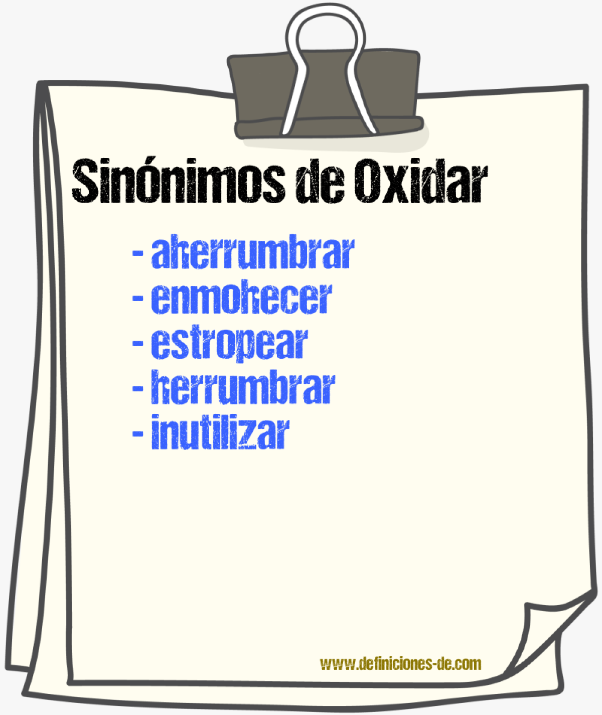 Sinnimos de oxidar