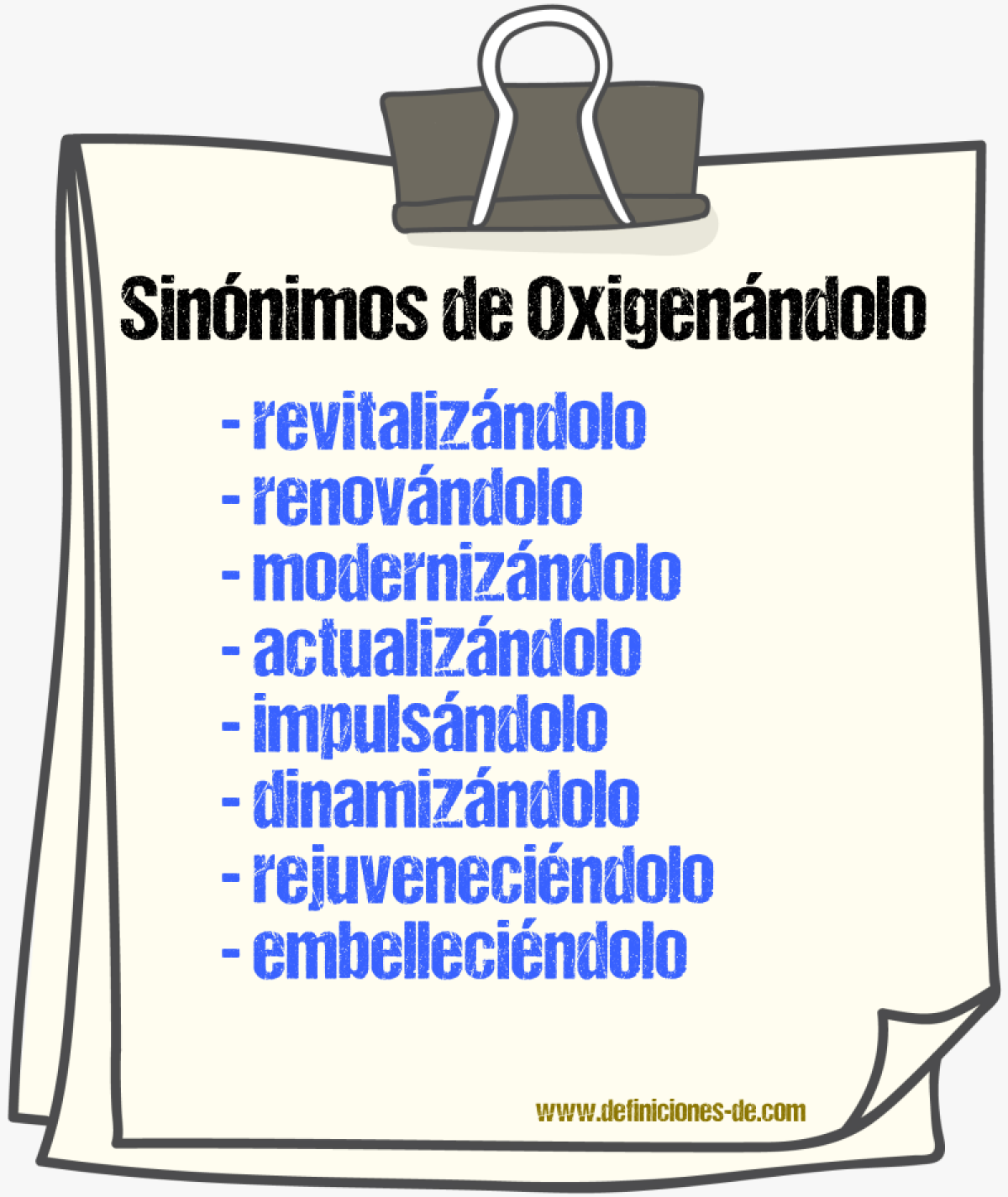 Sinónimos de oxigenándolo