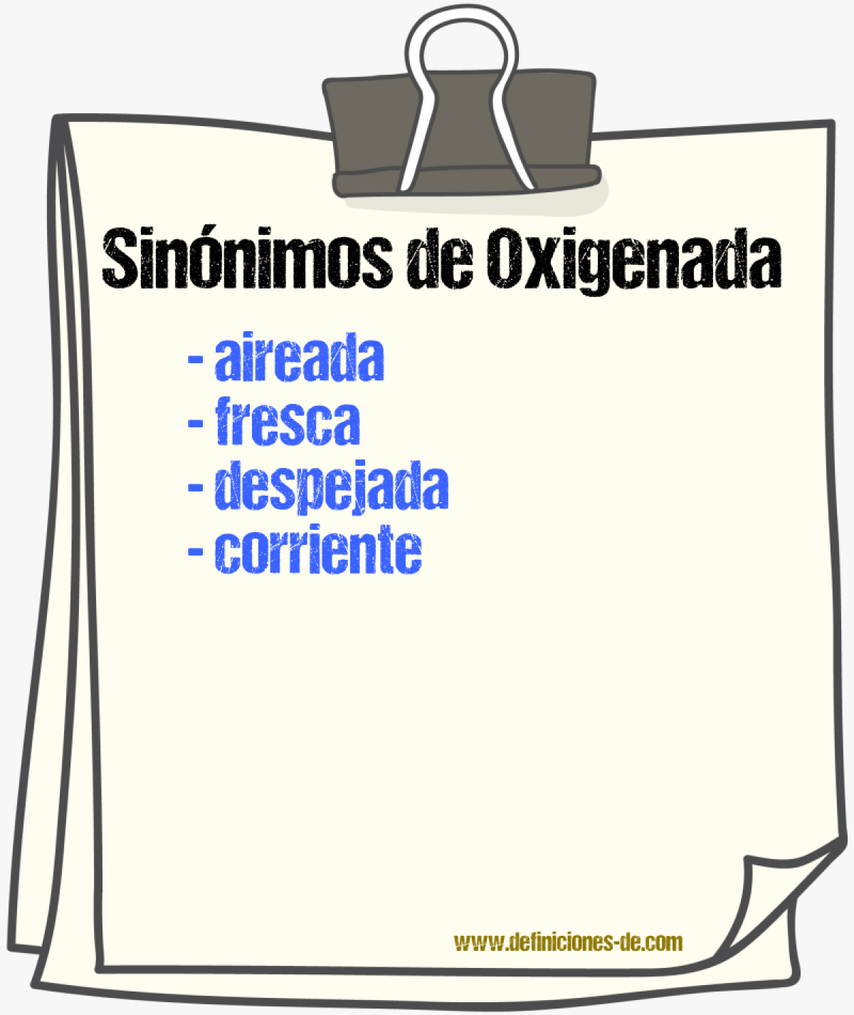 Sinónimos de oxigenada