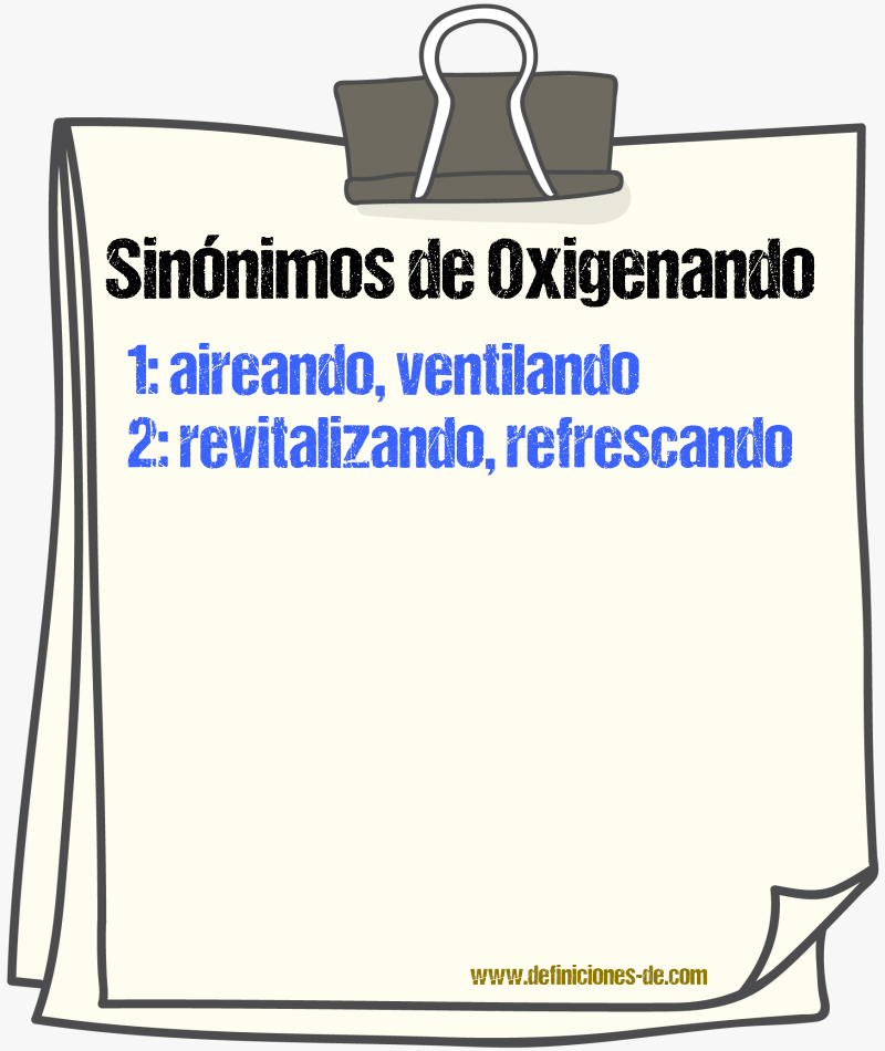 Sinónimos de oxigenando