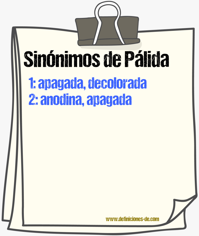 Sinónimos de pálida
