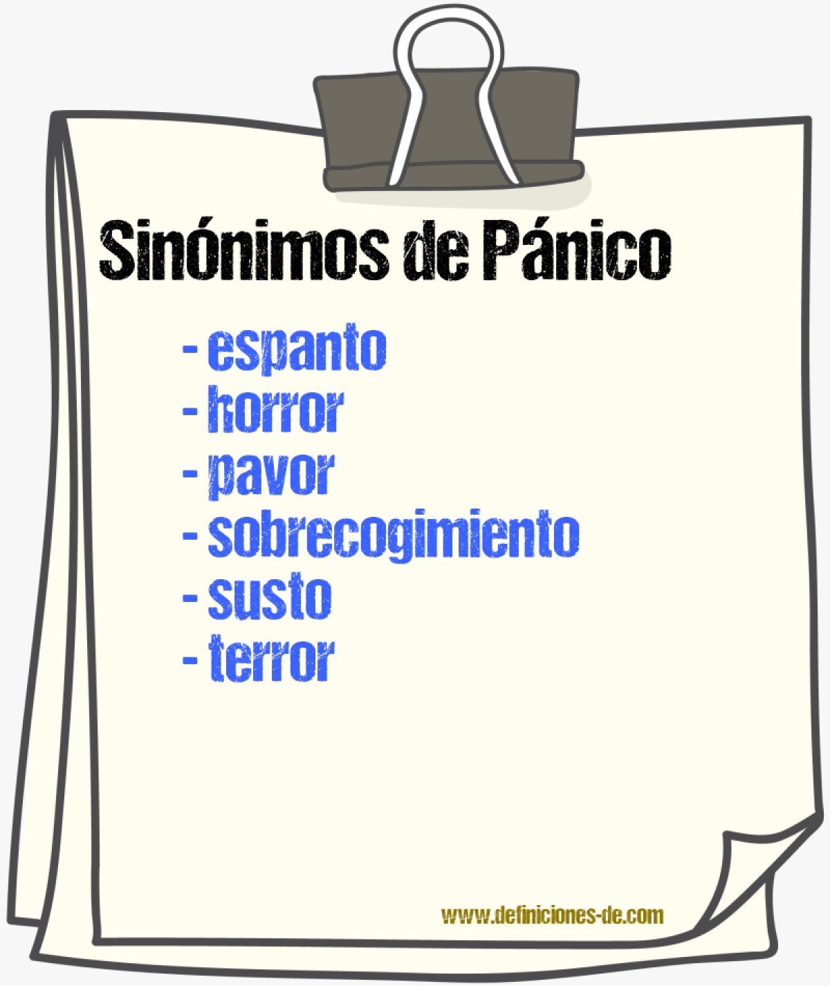 Sinónimos de pánico