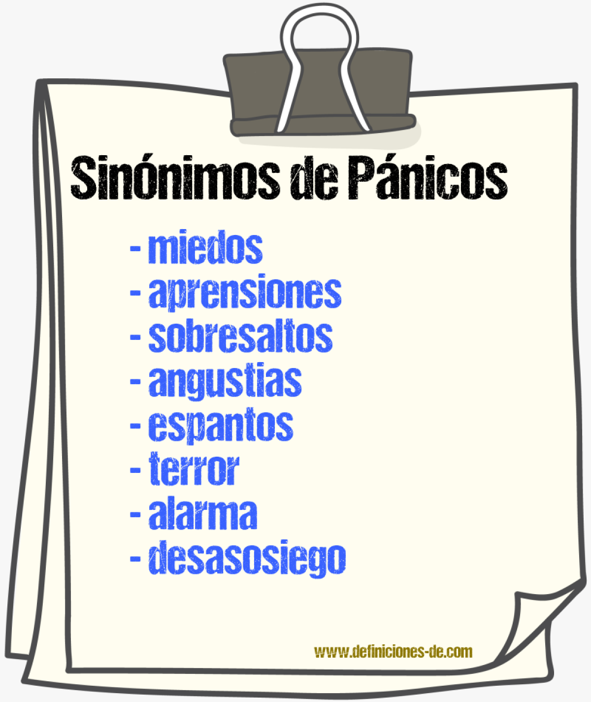 Sinónimos de pánicos