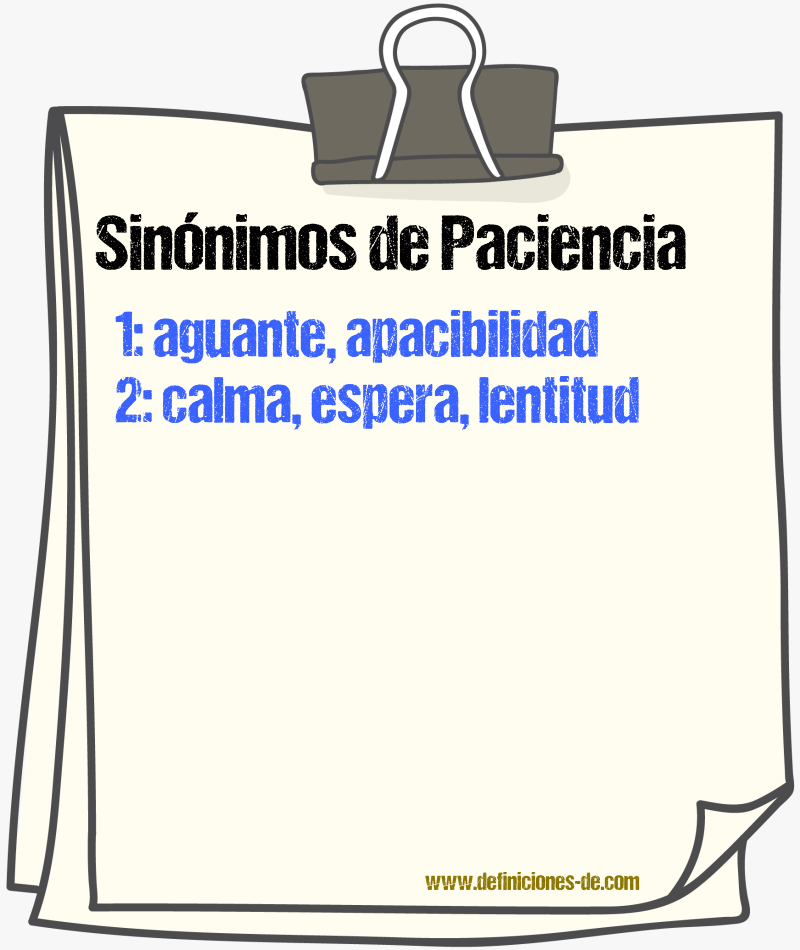 Sinnimos de paciencia