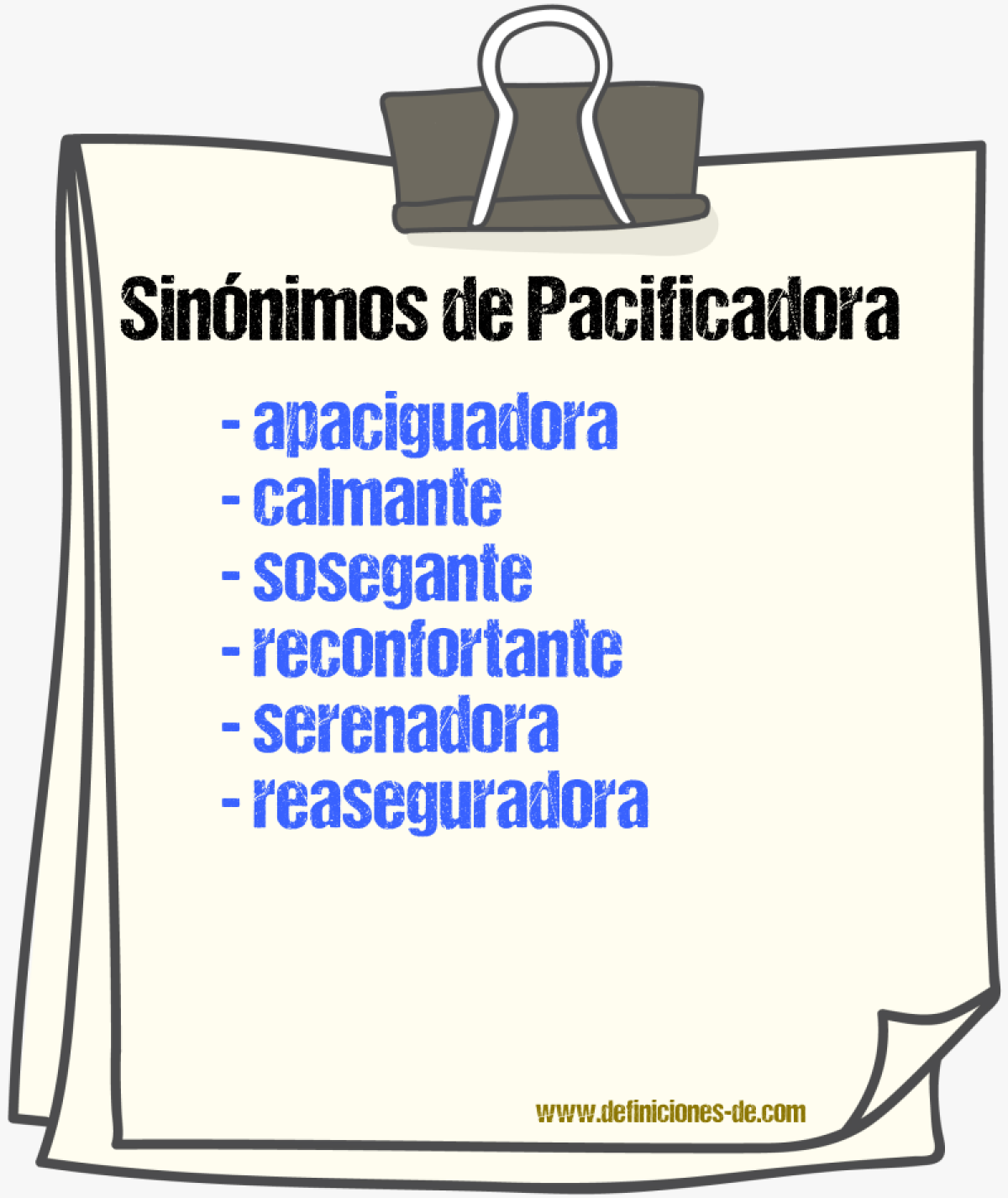 Sinónimos de pacificadora