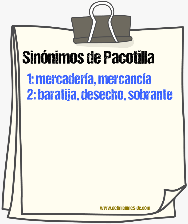 Sinnimos de pacotilla