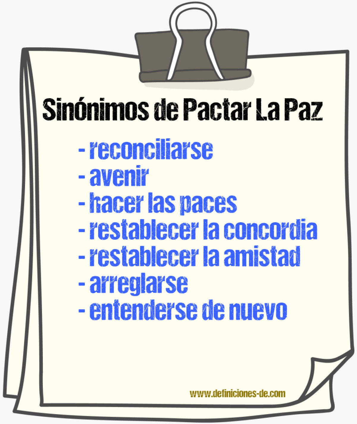 Sinónimos de pactar la paz