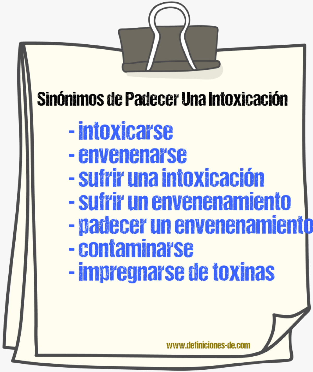 Sinónimos de padecer una intoxicación